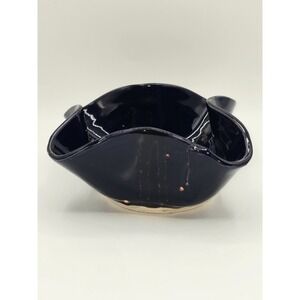 Cobalt Blue Art Pottery‎ Bowl Organic Folded Form Studio Pottery Centerpiece